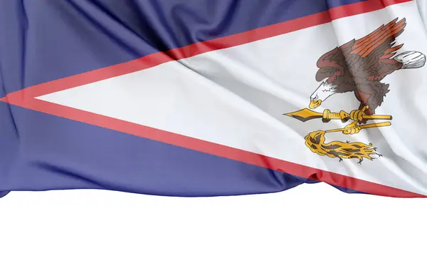 Flagga Amerikanska Samoa Isolerad Vit Bakgrund Med Kopia Utrymme Nedan Stockfoto