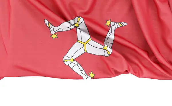 Bandeira Ilha Man Isolada Fundo Branco Com Espaço Cópia Abaixo Imagem De Stock