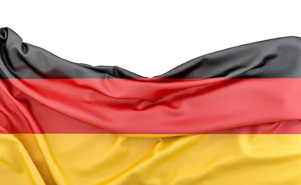 Flagga Tyskland Isolerad Vit Bakgrund Med Kopia Utrymme Ovan Rendering Stockbild