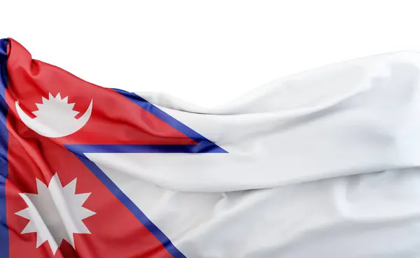 Флаг Непала Выделен Белом Фоне Копировальным Пространством Выше Рендеринг Лицензионные Стоковые Изображения