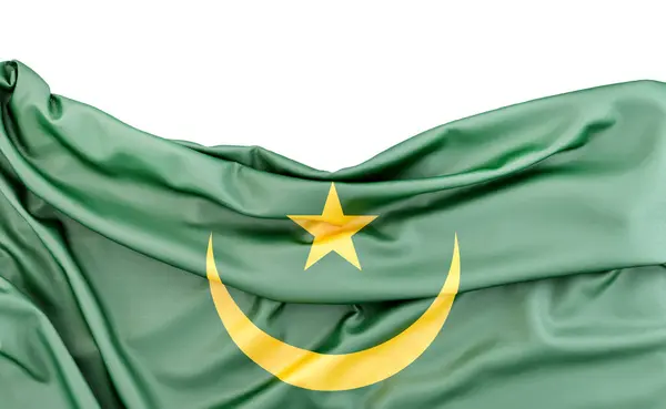Bandeira Mauritânia Isolada Fundo Branco Com Espaço Cópia Acima Renderização Fotografias De Stock Royalty-Free