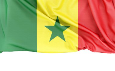 Flag of Senegal isolated on white background with copy space below. 3D rendering clipart