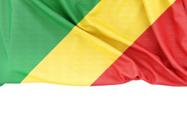Flag of the Republic of Congo isolated on white background with copy space below. 3D rendering clipart