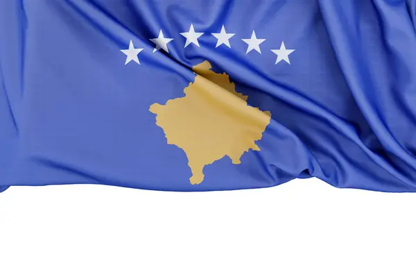 Флаг Косово Выделен Белом Фоне Копировальным Пространством Ниже Рендеринг — стоковое фото