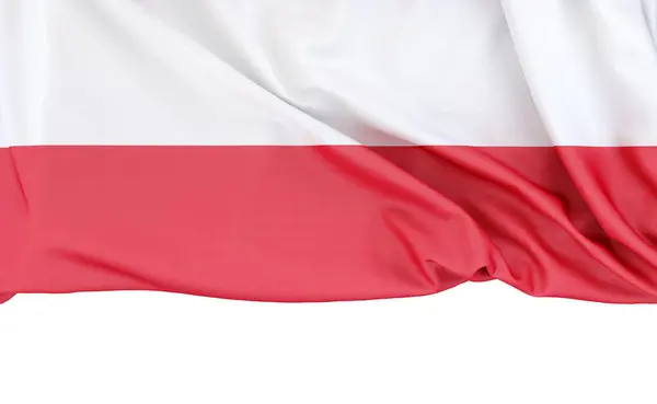 Bandeira Polônia Isolada Fundo Branco Com Espaço Cópia Abaixo Renderização Imagens Royalty-Free