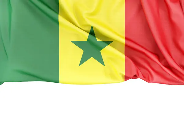 Прапор Сенегалу Ізольовано Білому Тлі Копіювальним Простором Нижче Візуалізація Стокова Картинка