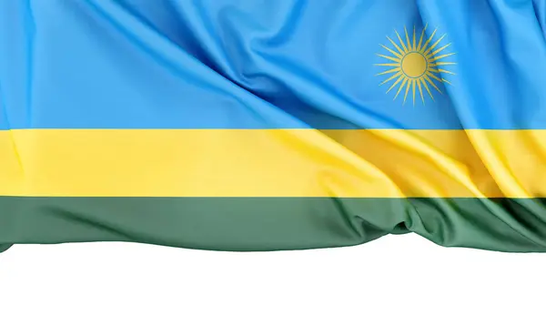 在白色背景上孤立的卢旺达国旗 下面有复制空间 3D渲染 免版税图库照片