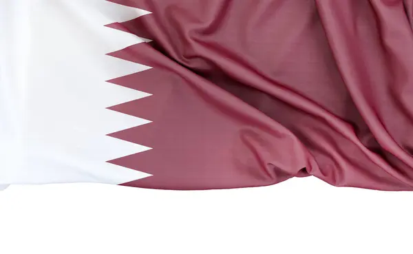 카타르의 국기는 아래의 공간이있는 배경에 고립되었습니다 렌더링 스톡 사진