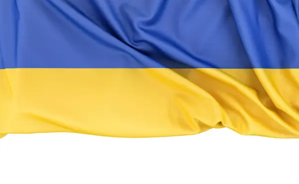 Bandeira Ucrânia Isolada Fundo Branco Com Espaço Cópia Abaixo Renderização Imagem De Stock