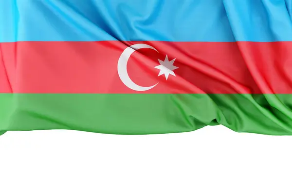 Флаг Азербайджана Выделен Белом Фоне Копировальным Пространством Ниже Рендеринг Лицензионные Стоковые Фото