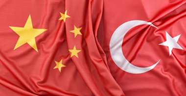 Çin ve Türkiye bayrakları. 3B Hazırlama