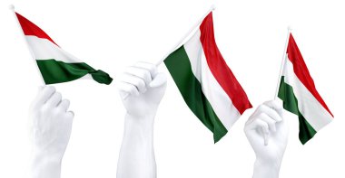 Macaristan 'ın el sallayan bayrağı beyazın üzerinde izole halde. 3d Hazırlama