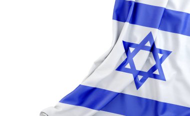 Sol tarafında boş alan olan İsrail bayrağı. İzole edilmiş. 3B Hazırlama