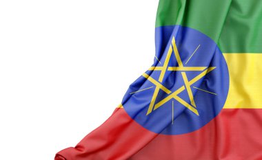 Etiyopya bayrağı, solunda boşluk var. İzole edilmiş. 3B Hazırlama