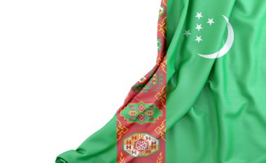 Solunda boş alan olan Türkmenistan bayrağı. İzole edilmiş. 3B Hazırlama