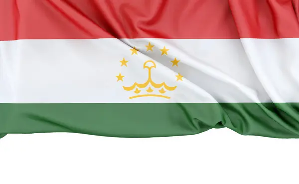 stock image Flag of Tajikistan isolated on white background with copy space below. 3D rendering