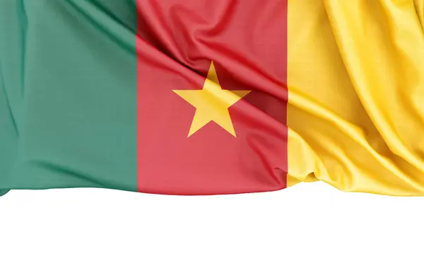 stock image Flag of Cameroon isolated on white background with copy space below. 3D rendering