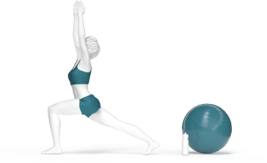 Yoga yaparken savaşçı pozu veren kadın.