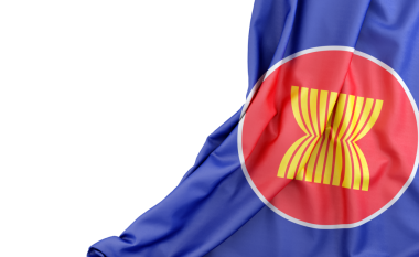 Solunda boş alan olan ASEAN bayrağı. İzole edilmiş. 3B Hazırlama.