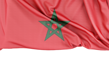 Fas bayrağı sade beyaz zemin üzerinde izole edilmiş, altında kopya alanı var, sunumlar için mükemmel. 3B Hazırlama