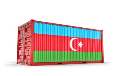 Azerbaycan damgalı kargo konteyneri uluslararası taşımacılığı, ticari bağlantıları ve küresel lojistik ağını temsil ediyor. 3d Hazırlama
