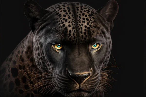 Black jaguar face on black background