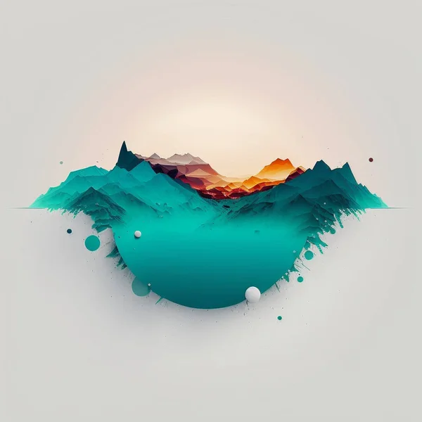 Generative ai contemporary aesthetic background landscape with mountains, sunset or sunrise.