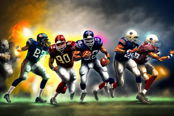 American football players in a super bowl game.
