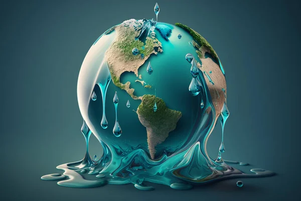 World Water Day and World Toilet Day 2023 3d Concept. Saving water and world environmental protection concept.