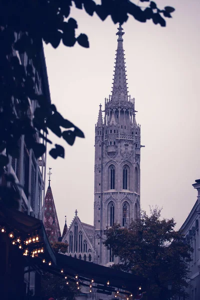 Torre Una Chiesa Budapest Autunno — Foto Stock