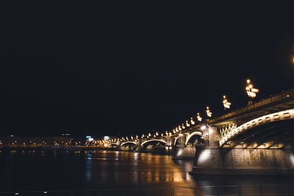 Obrázek Mostu Margaret Noci Budapešti Maďarsko — Stock fotografie