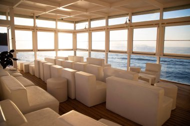 Traditional white wooden beach huts on the beach of Villers, Normandy, France
