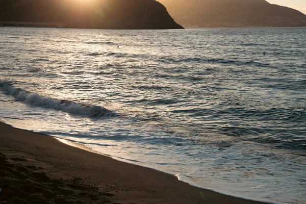 Панорамный Пляжный Пейзаж Волшебном Закате — стоковое фото