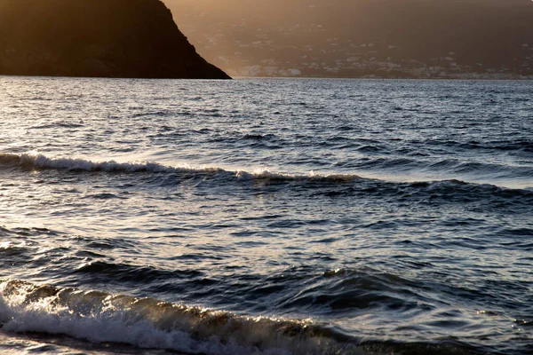 Panoramisch Strand Landschap Magische Zonsondergang — Stockfoto