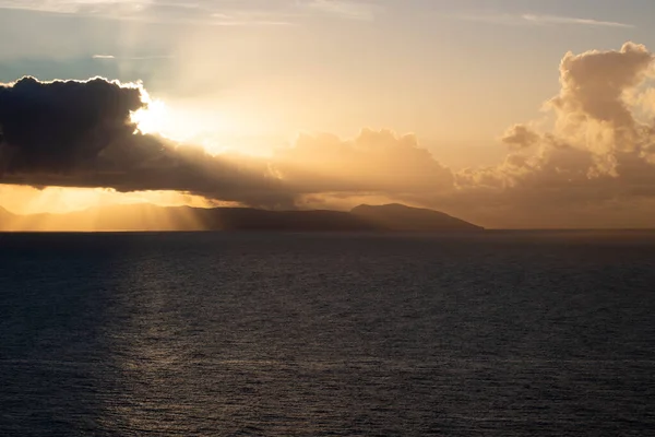 View Procida Island Magic Sunrise Dramatic Clouds — 图库照片