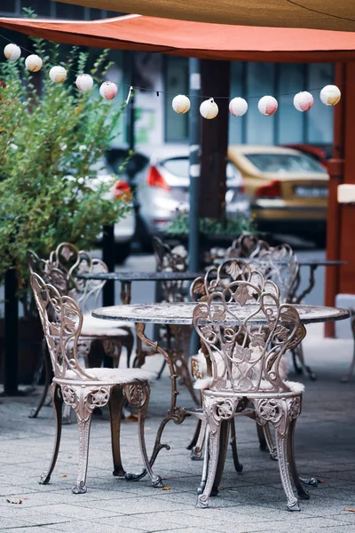 Budapeste Mesas Café Clima Outono — Fotografia de Stock