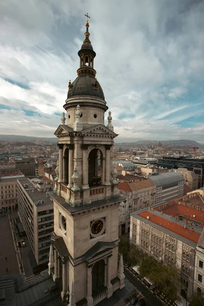 Légi Kilátás Budapest Belvárosára Egy Ködös Őszi Napon Szent István — Stock Fotó