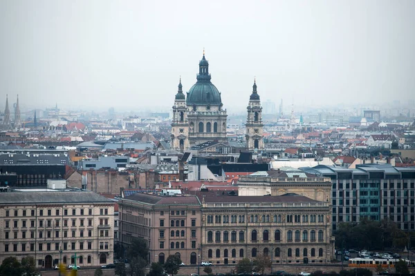 Blick Auf Budapest Einem Nebligen Herbsttag Vom Berühmten Aussichtspunkt Der — Stockfoto