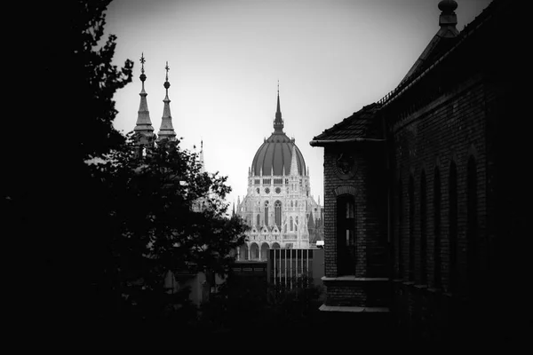 Panorama Budynkiem Węgierskiego Parlamentu Nad Dunajem Budapeszcie Węgry — Zdjęcie stockowe