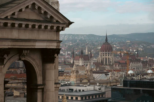 Aziz Stephen Bazilikası Ndan Sisli Bir Sonbahar Gününde Budapeşte Şehir — Stok fotoğraf