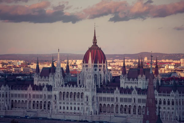 Blick Auf Das Budapester Parlament Bei Sonnenuntergang Ungarn — Stockfoto