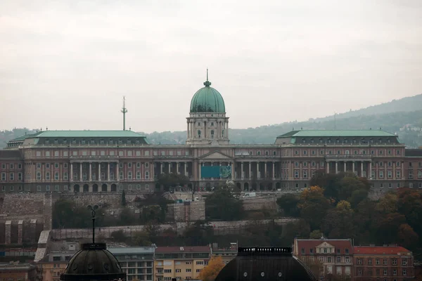 Вид Повітря Центр Будапешта Туманний Осінній День Базиліки Святого Стефана — стокове фото