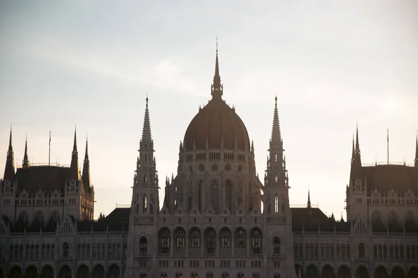Panorama Com Construção Parlamento Húngaro Rio Danúbio Cidade Budapeste Hungria — Fotografia de Stock