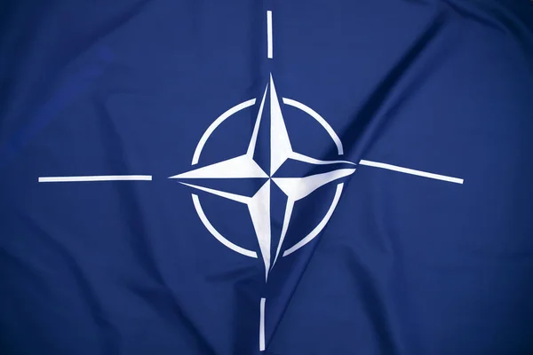 Nato North Atlantic Treaty Organization Flag Waving Nato International Military — Stock Fotó