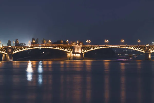 Bild Der Margaretenbrücke Bei Nacht Budapest Ungarn — Stockfoto