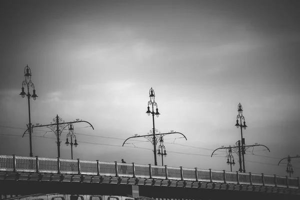 Obrázek Mostu Margaret Černobílé Budapešti Maďarsko — Stock fotografie