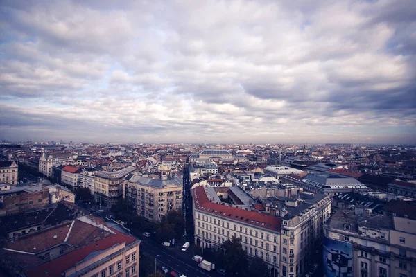 Luchtfoto Van Het Centrum Van Boedapest Een Mistige Herfstdag Van — Stockfoto