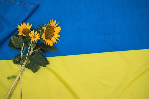 Bandeira Ucrânia Girassol Flor Nacional Ucrânia — Fotografia de Stock