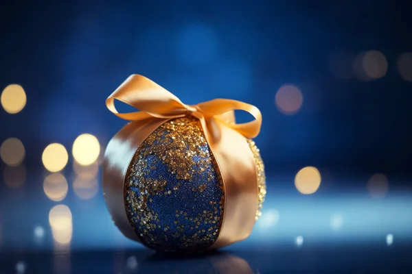 Palline Natale Blu Con Decorazione Sfondo Lucido — Foto Stock