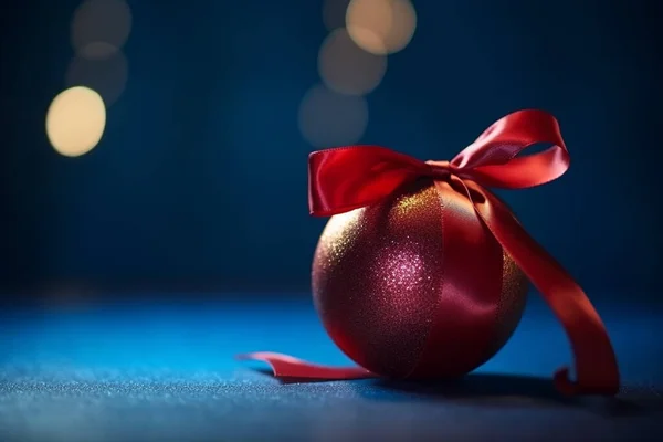 蓝色圣诞球 背景明亮 装饰华丽 — 图库照片